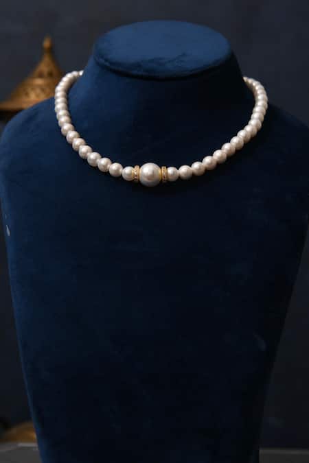 Shop_Totapari_White High Tea Pearl Necklace _at_Aza_Fashions