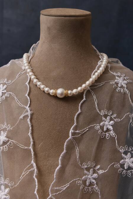 Totapari_White High Tea Pearl Necklace _Online_at_Aza_Fashions