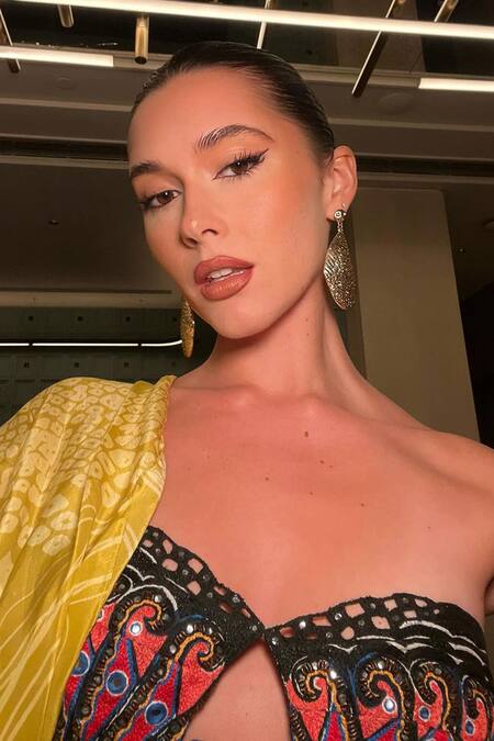 Saaksha & Kinni Yellow Silk Pre Draped Saree at Aza Fashions Saaksha & Kinni_Yellow Silk Pre Draped Saree _at_Aza_Fashions