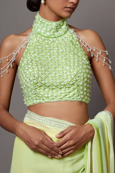 Buy Mala And Kinnary Yellow Georgette Sequins, Beads, Ombre Saree With Crystal Embellished Blouse Online at Aza Fashions Buy_Mala And Kinnary_Yellow Georgette Sequins, Beads, Ombre Saree With Crystal Embellished Blouse_Online_at_Aza_Fashions