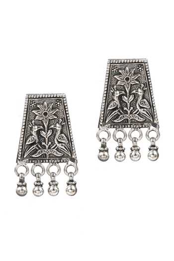Sangeeta Boochra Ghungroo Drops Oxidized Earrings 