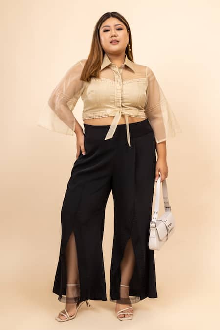 YOURS Plus Size Black Wide Leg Crepe Cargo Trousers | Yours Clothing