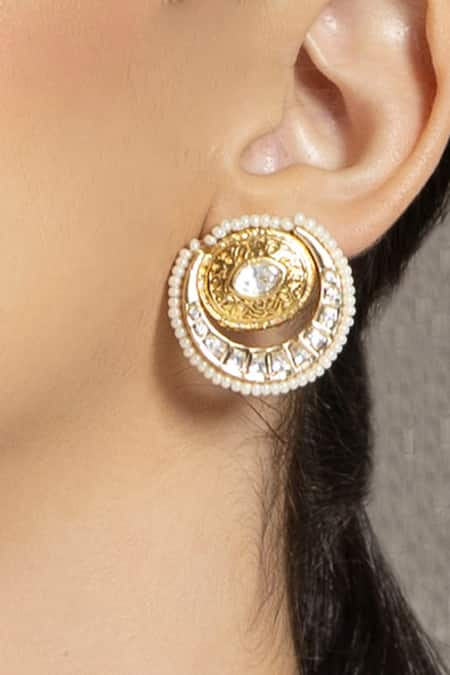 joules by radhika Transcendent Polki & Pearl Embellished Studs 