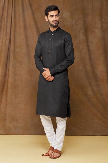 Buy Arihant Rai Sinha Black Silk Geometric Pattern Kurta Online at Aza Fashions Buy_Arihant Rai Sinha_Black Silk Geometric Pattern Kurta_Online_at_Aza_Fashions