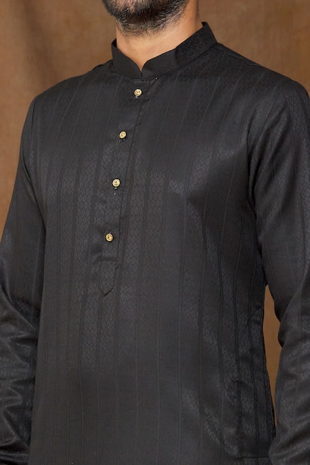 Shop Arihant Rai Sinha Black Silk Geometric Pattern Kurta Online at Aza Fashions Shop_Arihant Rai Sinha_Black Silk Geometric Pattern Kurta_Online_at_Aza_Fashions
