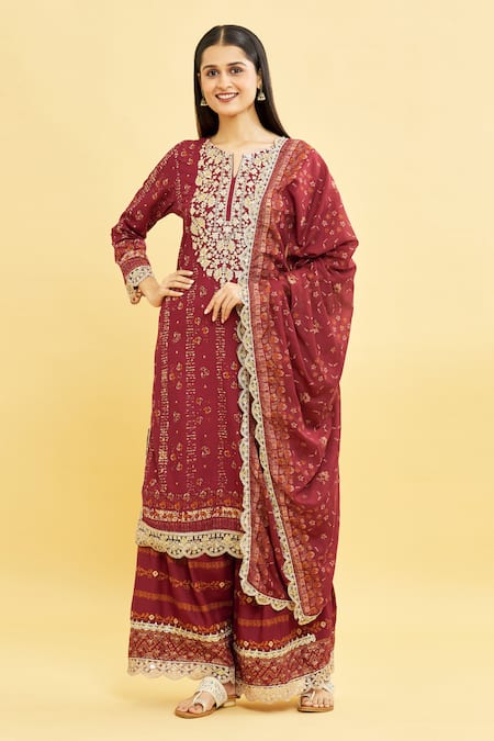 Samyukta Singhania Embroidered Yoke Kurta Sharara Set 