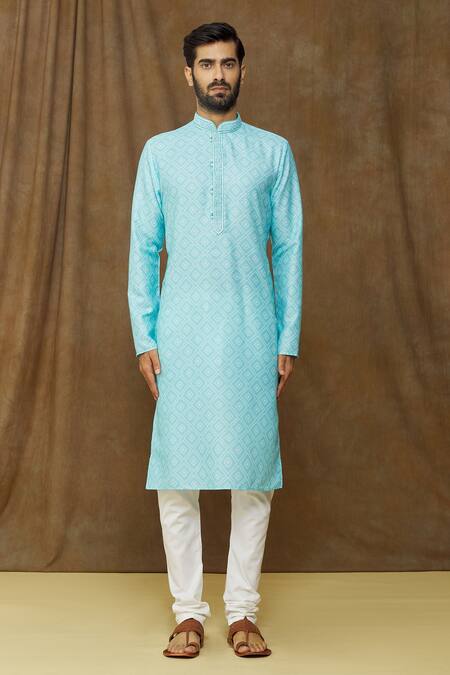 Arihant Rai Sinha Green Cotton Printed Straight Kurta Online at Aza Fashions Arihant Rai Sinha_Green Cotton Printed Straight Kurta _Online_at_Aza_Fashions
