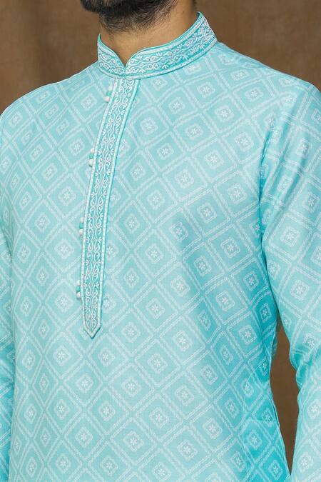 Shop Arihant Rai Sinha Green Cotton Printed Straight Kurta Online at Aza Fashions Shop_Arihant Rai Sinha_Green Cotton Printed Straight Kurta _Online_at_Aza_Fashions