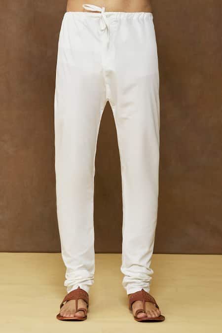 Arihant Rai Sinha_Off White Linen, Cotton, Silk Embroidery Mandarin Collar Kurta Set _Online_at_Aza_Fashions