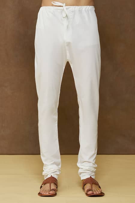 Arihant Rai Sinha_Blue Linen, Cotton, Silk Embroidery Floral Thread Work Placket Kurta Set_Online_at_Aza_Fashions