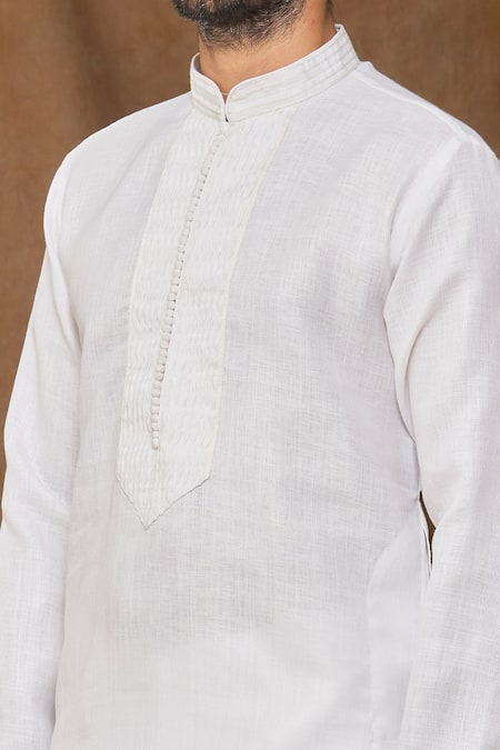 Shop Arihant Rai Sinha Off White Linen, Cotton Kurta Online at Aza Fashions Shop_Arihant Rai Sinha_Off White Linen, Cotton Kurta _Online_at_Aza_Fashions