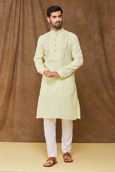 Buy Arihant Rai Sinha Green Linen, Cotton Kurta Online at Aza Fashions Buy_Arihant Rai Sinha_Green Linen, Cotton Kurta _Online_at_Aza_Fashions