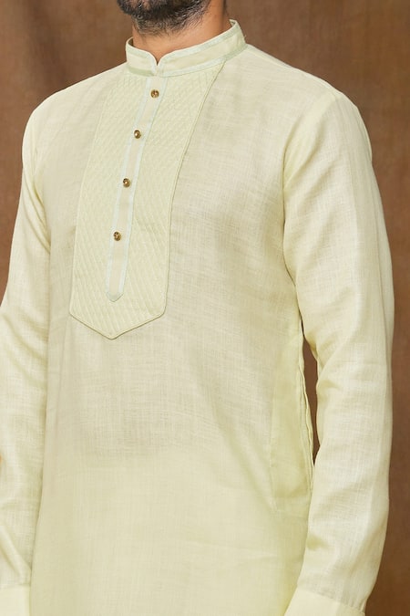 Shop Arihant Rai Sinha Green Linen, Cotton Kurta Online at Aza Fashions Shop_Arihant Rai Sinha_Green Linen, Cotton Kurta _Online_at_Aza_Fashions