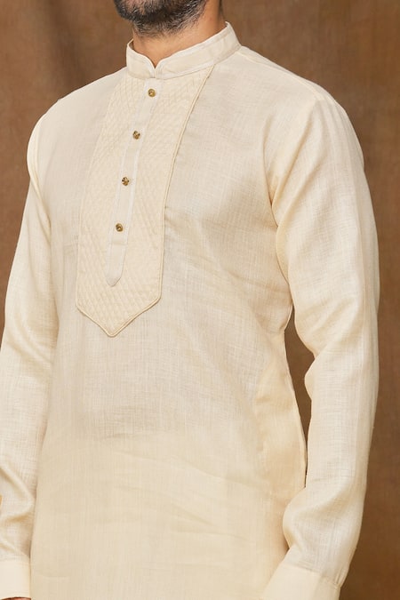Shop Arihant Rai Sinha Beige Linen, Cotton Pintuck Bodice Kurta Online at Aza Fashions Shop_Arihant Rai Sinha_Beige Linen, Cotton Pintuck Bodice Kurta _Online_at_Aza_Fashions