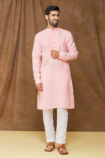 Buy Arihant Rai Sinha Pink Linen, Cotton Pintuck Bodice Kurta Online at Aza Fashions Buy_Arihant Rai Sinha_Pink Linen, Cotton Pintuck Bodice Kurta _Online_at_Aza_Fashions