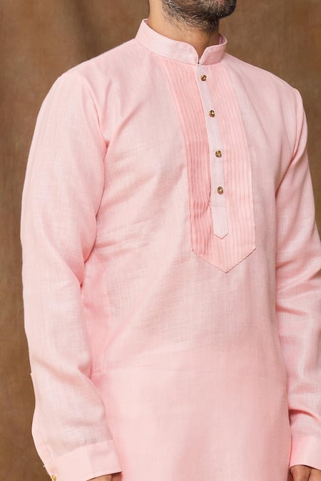 Shop Arihant Rai Sinha Pink Linen, Cotton Pintuck Bodice Kurta Online at Aza Fashions Shop_Arihant Rai Sinha_Pink Linen, Cotton Pintuck Bodice Kurta _Online_at_Aza_Fashions