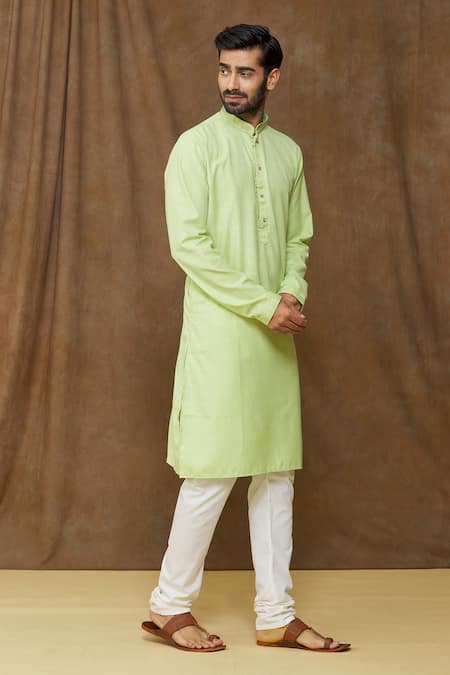 Buy Arihant Rai Sinha Green Linen, Cotton Plain Kurta Online at Aza Fashions Buy_Arihant Rai Sinha_Green Linen, Cotton Plain Kurta _Online_at_Aza_Fashions