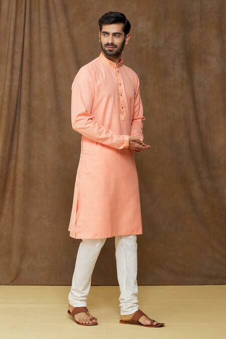 Buy Arihant Rai Sinha Pink Linen, Cotton Embroidery Straight Kurta Online at Aza Fashions Buy_Arihant Rai Sinha_Pink Linen, Cotton Embroidery Straight Kurta _Online_at_Aza_Fashions