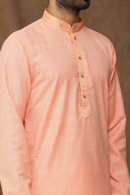 Shop Arihant Rai Sinha Pink Linen, Cotton Embroidery Straight Kurta Online at Aza Fashions Shop_Arihant Rai Sinha_Pink Linen, Cotton Embroidery Straight Kurta _Online_at_Aza_Fashions