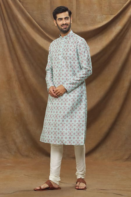 Buy Arihant Rai Sinha Green Jacquard, Chanderi Silk Embroidery Thread Work Kurta Set Online at Aza Fashions Buy_Arihant Rai Sinha_Green Jacquard, Chanderi Silk Embroidery Thread Work Kurta Set _Online_at_Aza_Fashions