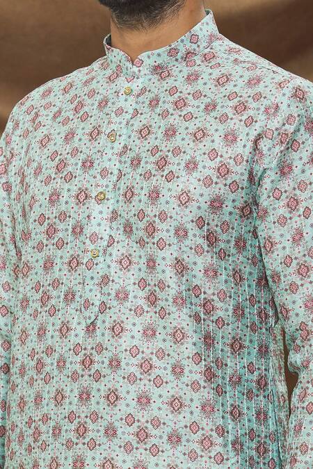 Shop Arihant Rai Sinha Green Jacquard, Chanderi Silk Embroidery Thread Work Kurta Set Online at Aza Fashions Shop_Arihant Rai Sinha_Green Jacquard, Chanderi Silk Embroidery Thread Work Kurta Set _Online_at_Aza_Fashions