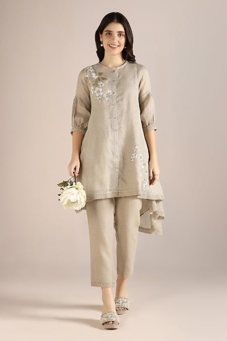 KAVERI Camelia Ice Cream Cone Linen Top & Pant Set 