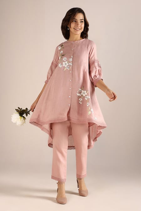 KAVERI Camellia Asymmetric Printed Kurta With Pant 