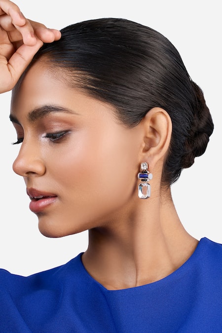 Isharya Blue Crystals Drop Earrings 