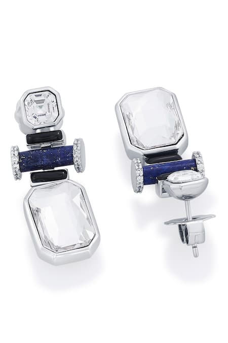 Isharya Blue Crystals Drop Earrings Online at Aza Fashions Isharya_Blue Crystals Drop Earrings _Online_at_Aza_Fashions