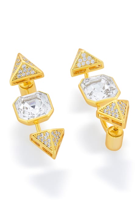 Isharya Gold Plated Crystals, Cut Work Carol Prism Quad Studs Online at Aza Fashions Isharya_Gold Plated Crystals, Cut Work Carol Prism Quad Studs _Online_at_Aza_Fashions