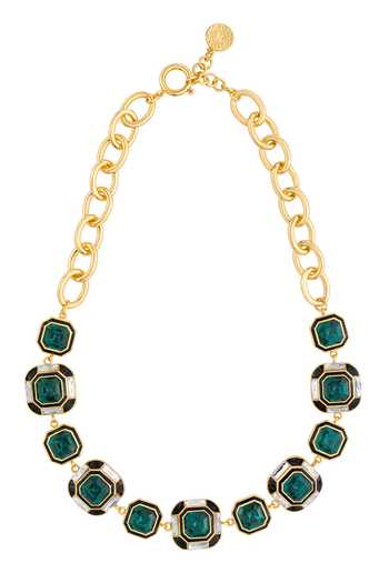 Shop Isharya Green Evelyn Quad Crystal Necklace at Aza Fashions Shop_Isharya_Green Evelyn Quad Crystal Necklace_at_Aza_Fashions