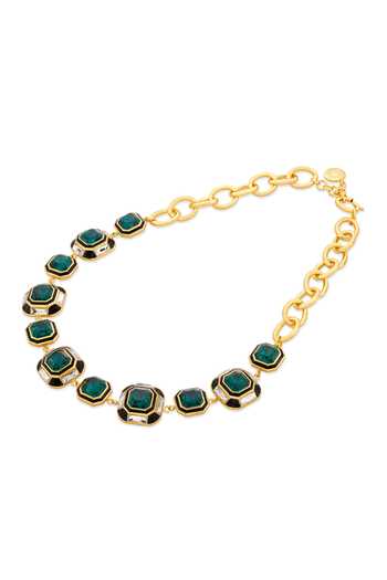 Isharya Green Evelyn Quad Crystal Necklace Online at Aza Fashions Isharya_Green Evelyn Quad Crystal Necklace_Online_at_Aza_Fashions