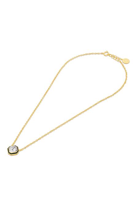 Isharya Gold Plated Chrome Iris Chain Long Pendant Necklace Online at Aza Fashions Isharya_Gold Plated Chrome Iris Chain Long Pendant Necklace _Online_at_Aza_Fashions