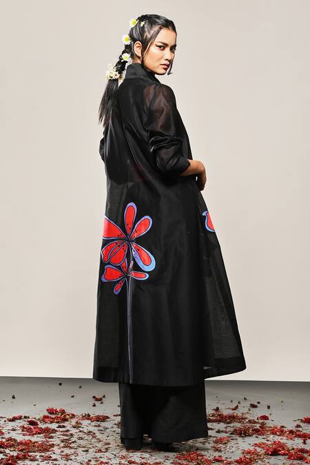 Buy Taika By Poonam Bhagat Black Chanderi Embroidery High Neck Titli Jacket Online at Aza Fashions Buy_Taika By Poonam Bhagat_Black Chanderi Embroidery High Neck Titli Jacket _Online_at_Aza_Fashions