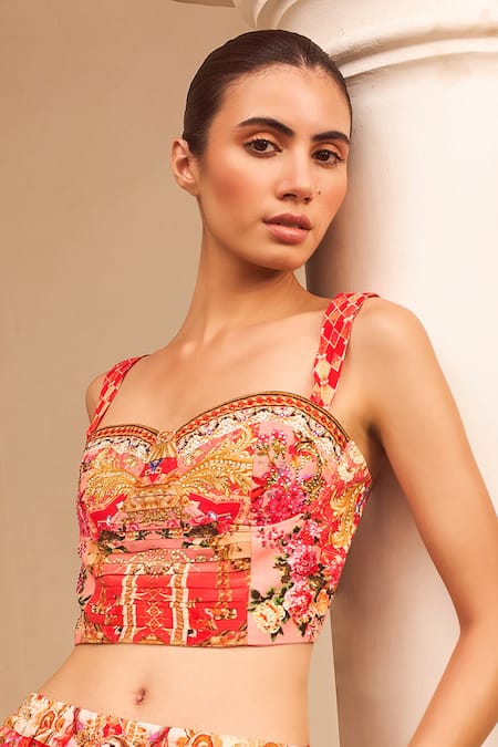 Zariaah Lotus Bloom Print Bustier Top 