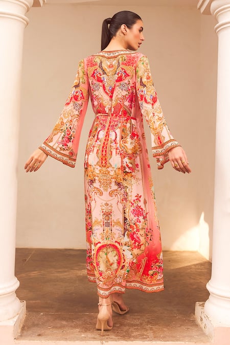 Zariaah Lotus Bloom Print Wrap Dress 
