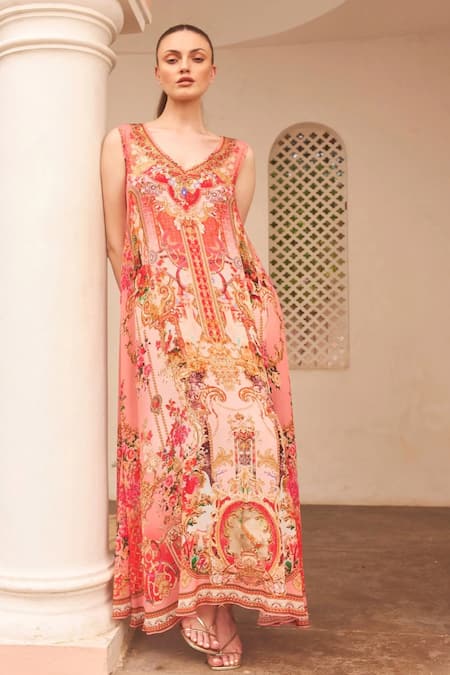 Zariaah Lotus Bloom Print A-Line Dress 