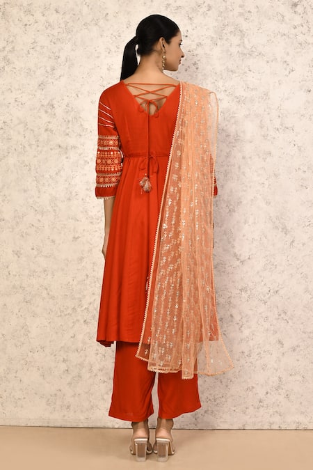 Samyukta Singhania Thread Embroidered Anarkali Pant Set 