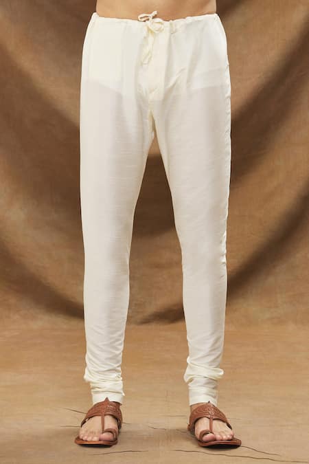 Arihant Rai Sinha_Peach , Chanderi Embroidery Botanic Print Kurta And Churidar Set _at_Aza_Fashions