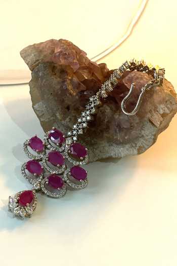 Studio6 Jewels_Red Crystals, Stones Victorian Cubic Zircon Embellished Necklace Set _Online_at_Aza_Fashions