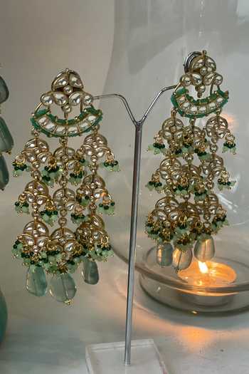 Shop Studio6 Jewels Green Diamonds, Stones And Kundan Layered Necklace Set at Aza Fashions Shop_Studio6 Jewels_Green Diamonds, Stones And Kundan Layered Necklace Set _at_Aza_Fashions