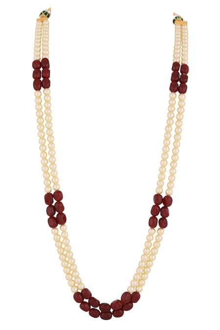 Riana Jewellery Ruby Beads Embellished Mala 