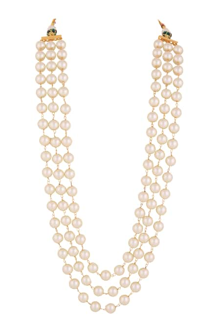 Riana Jewellery Pearl Work Triple Layered Mala 