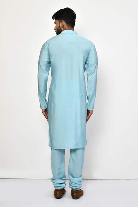 Shop_Arihant Rai Sinha_Blue Silk, Cotton Solid Churidar _at_Aza_Fashions