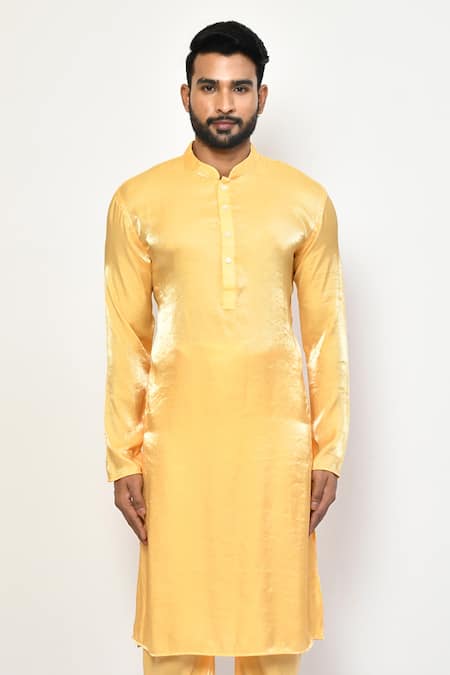 Arihant Rai Sinha_Yellow Satin, Cotton Churidar _Online_at_Aza_Fashions
