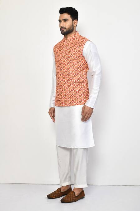 Shop_Arihant Rai Sinha_White Silk Solid Draped Churidar _Online_at_Aza_Fashions
