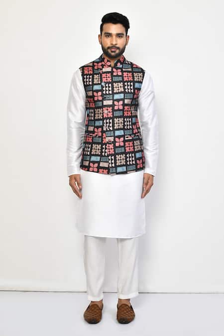 Buy Arihant Rai Sinha Black Linen, Cotton Embroidery Thread Bundi Online at Aza Fashions Buy_Arihant Rai Sinha_Black Linen, Cotton Embroidery Thread Bundi_Online_at_Aza_Fashions