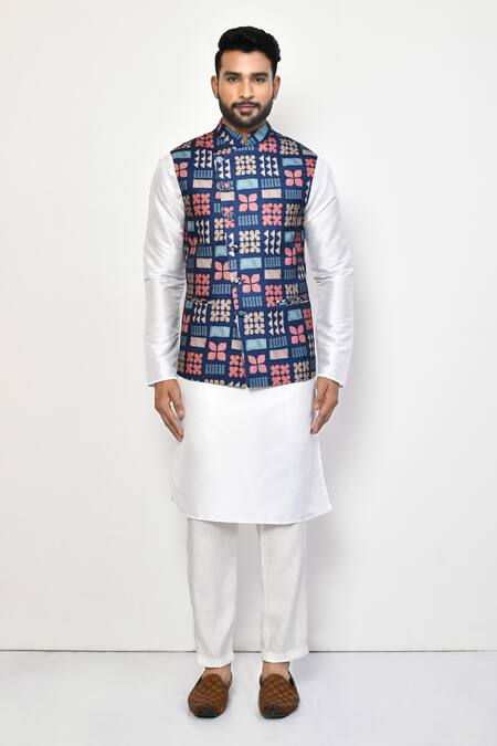 Buy_Arihant Rai Sinha_Blue Silk, Cotton Embroidery Thread Bundi _Online_at_Aza_Fashions