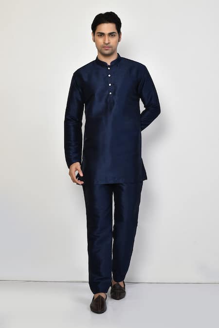 Arihant Rai Sinha Mandarin Collar Short Dark Kurta 