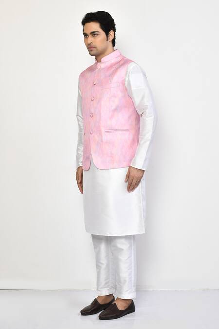 Shop Arihant Rai Sinha Pink Satin, Cotton Diamond Pattern Nehru Jacket Online at Aza Fashions Shop_Arihant Rai Sinha_Pink Satin, Cotton Diamond Pattern Nehru Jacket_Online_at_Aza_Fashions